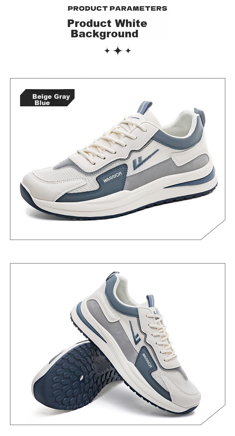 Warrior Official Men's Shoes 2026 Lightweight Comfortable Running Shoes for Men Grey Blue Size 39 19