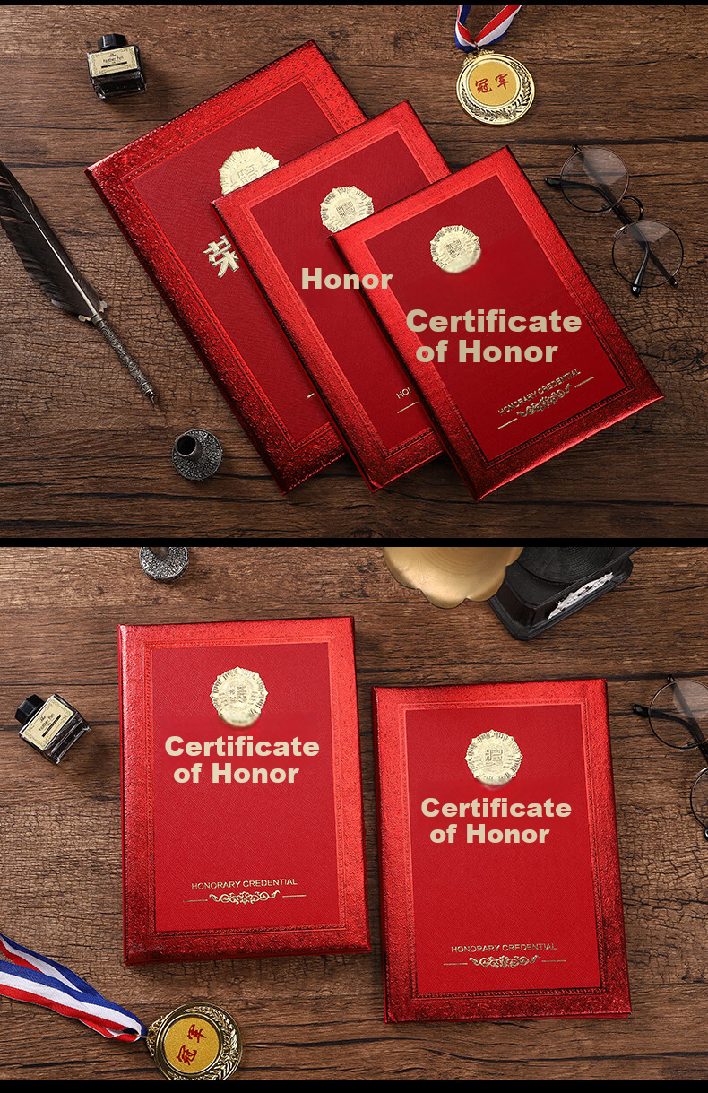 Elifo Honor Certificates 10-Pack 8K Medal Blank Award Certificates Training Commendation Recognition with 20 Inner Sheets 10