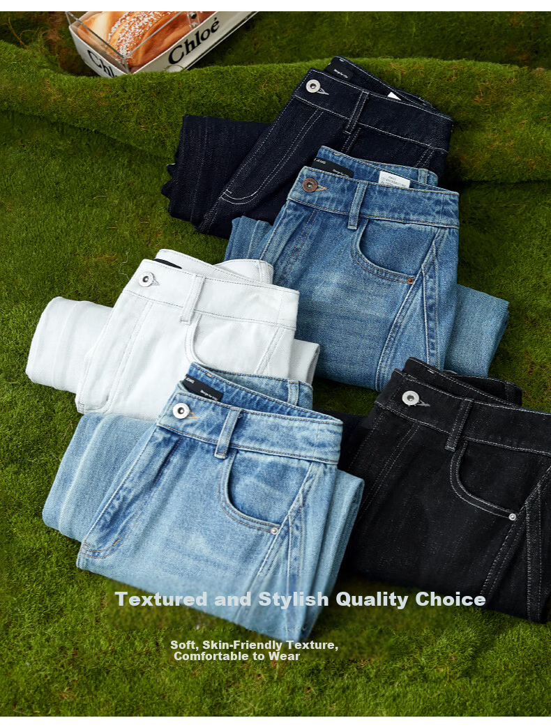 ESE-Y [Thread Sculpting Pants] Straight-Leg Jeans for Women 2026 Spring New Loose Floor-Length Wide-Leg Pants Dark Blue 28 12