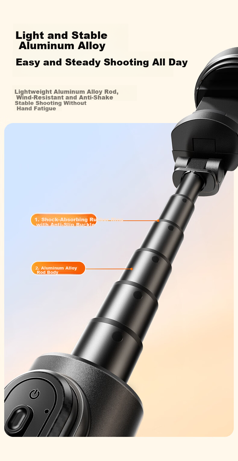 Shuotuo [Hot Sale 500K+ Units] Mobile Phone Selfie Stick Tripod Travel Compact Portable Mini Phone Holder Floor-Standing Hidden Integrated Travel Selfie Tool 8