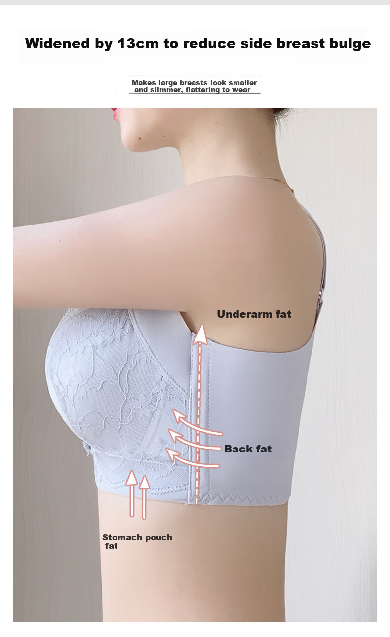 PBENO Women's Thin Bra 2025 New Summer Large Bust Minimizing Anti-Sagging Pink Beige 36/80BCD 2