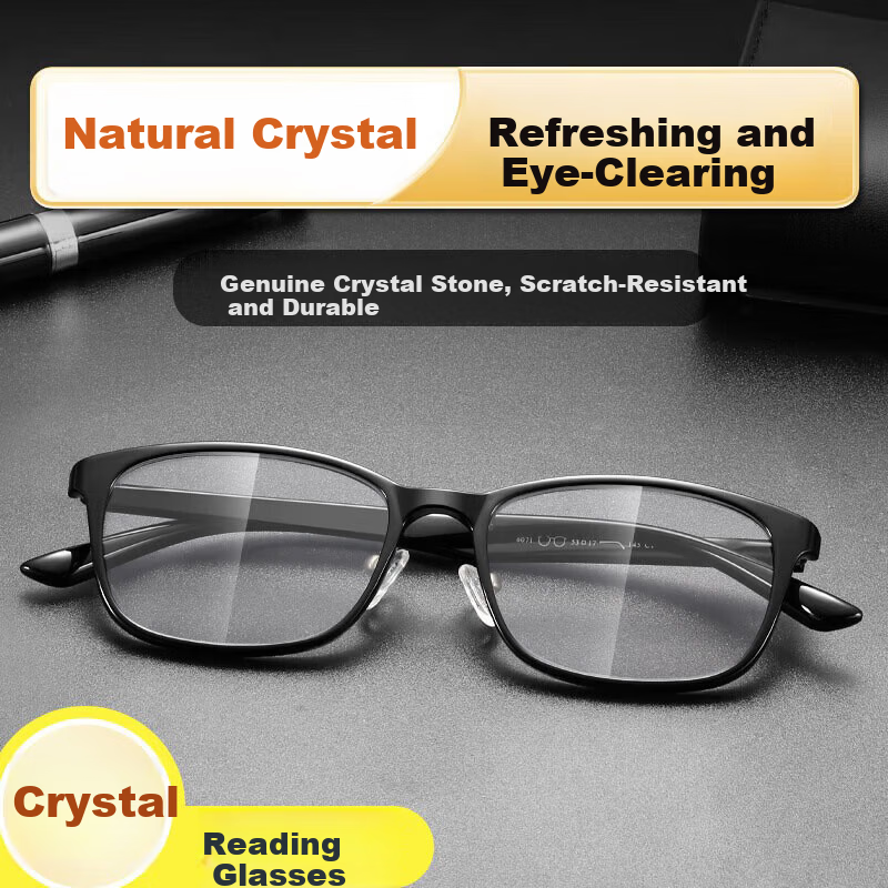 Bertha Natural Crystal Reading Glasses Unisex High-Definition Premium Brand Genuine Middle-Aged and Elderly Donghai Crystal Stone