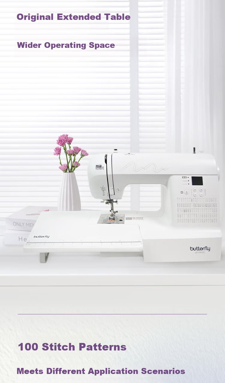 BUTTERFLY JD100SE Multifunctional Home Electronic Sewing Machine Desktop Quiet Thick Fabric 100 Stitch Patterns with Extension Table 3