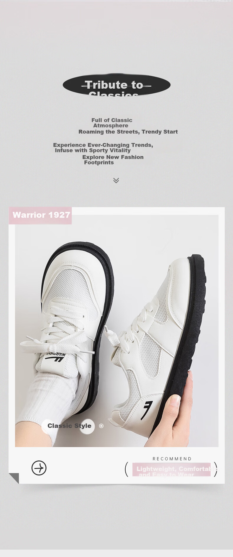 Warrior Official Women's Spring 2026 Casual Mesh Sneakers White Size 40 2