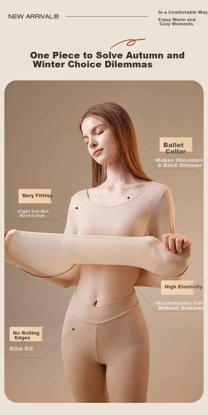 MiiOW Women's 2-Piece Ultra-Thin Seamless High-Elasticity Hyaluronic Acid Skin-Friendly Thermal Underwear Set 2