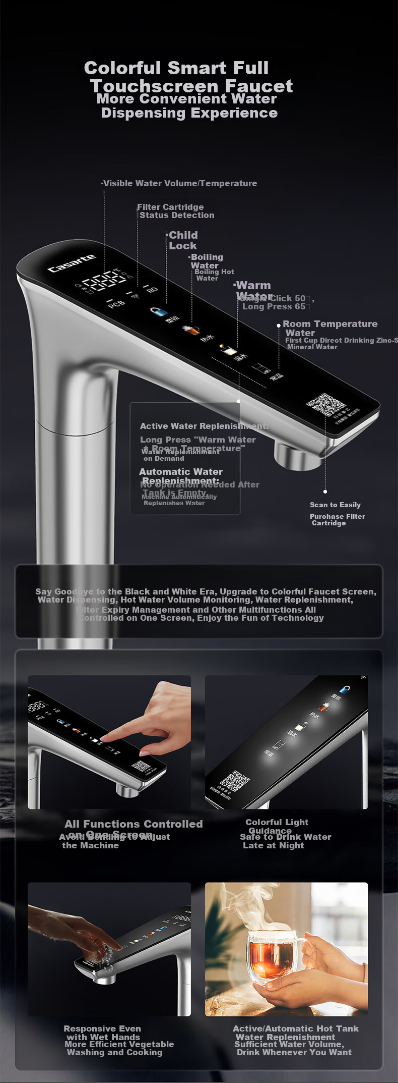 Casarte Water Purifier Rich Strontium Mineral Hot and Cold Integrated 1000G 6-Year Long-Lasting Gold Membrane Kitchen Undersink Direct Drinking Reverse Osmosis Water Purifier RZQ19HU1 9