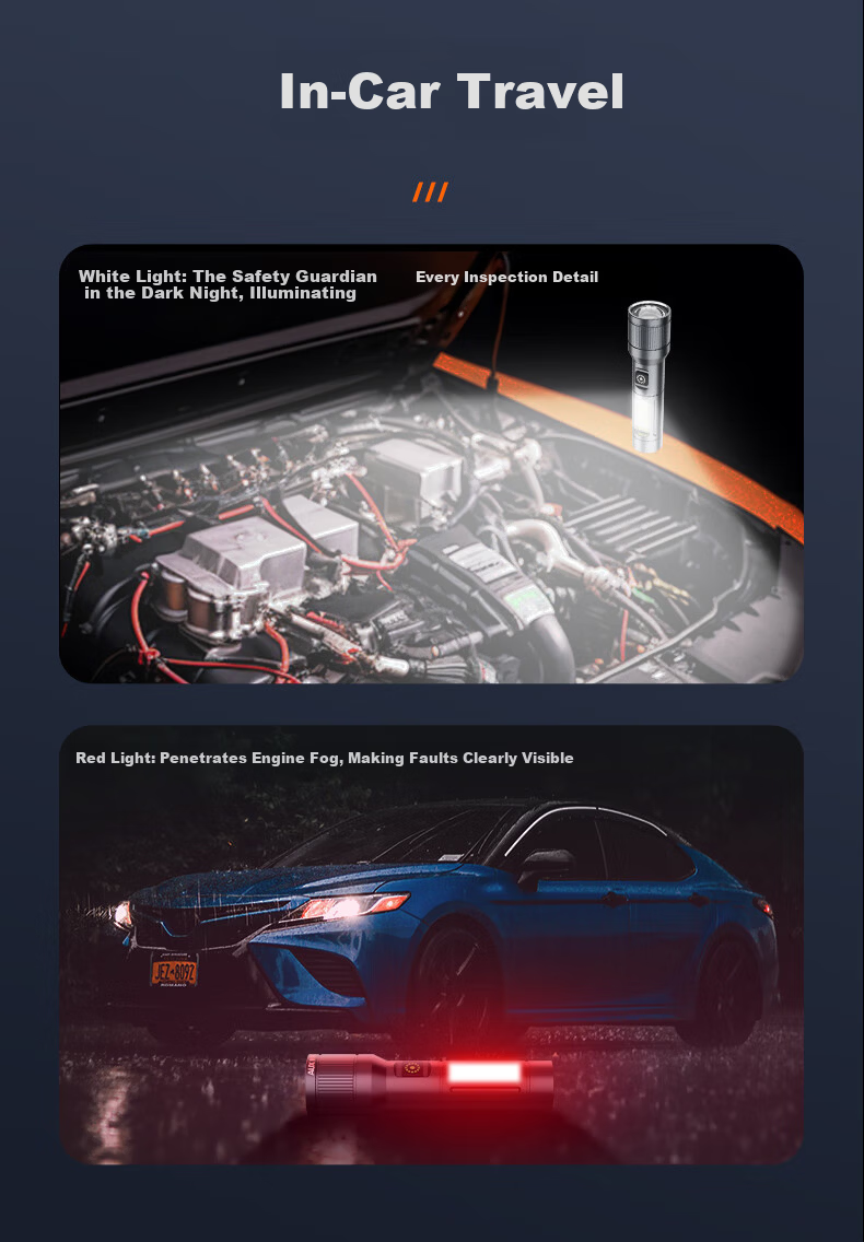 AUX Flashlight, Compact And Portable, New Mini Model with Strong Light, Rechargeable, for Home Use, Hiking, Night Climbing, Long Battery Life, Zhazhile 9