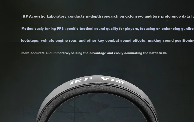 IKF V12 USB Sound Card Edition Gaming Headset Over-Ear Esports Headphones Wired FPS Exclusive Tuning 7.1 Surround Sound Microphone Valorant Delta Black Gray 22