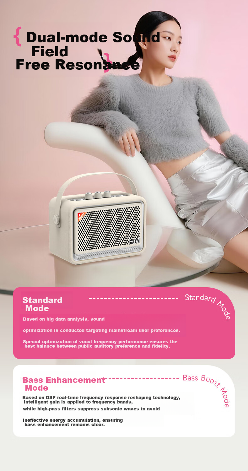 HiVi High-Quality Retro Bluetooth Portable Speaker Desktop Audio Outdoor Home Indoor Karaoke Microphone All-in-One TQ53 White Birthday Gift for Friends 4