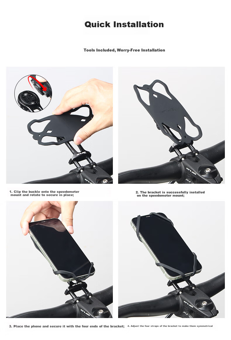GUB Road Bike Silicone Phone Holder Stable Shockproof Anti-Drop Strap Mount P13 8