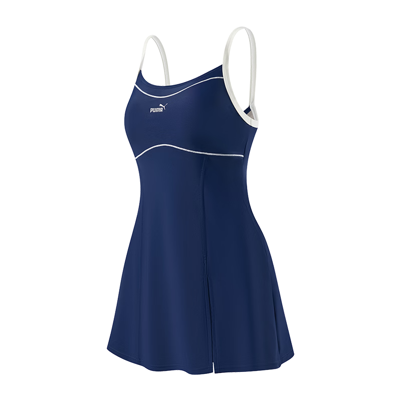 PUMA Women's One-Piece Swimsuit Dress, Conservative, Slimming, Plus Size, Suitable for Curvy Girls, Swimwear for Hot Springs And Beach