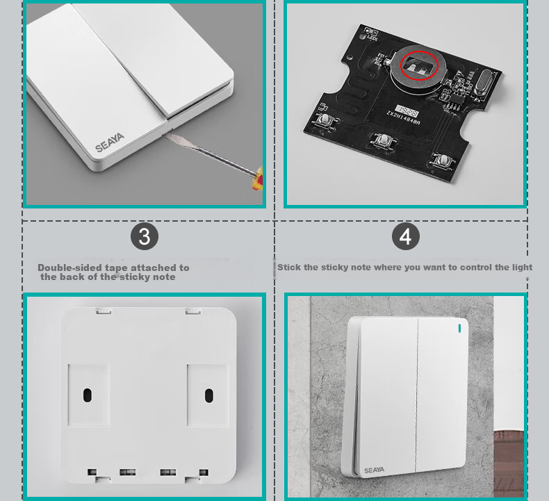 Xiya Wireless Switch, Remote Control Switch, Smart Switch, No Wiring Required, Remote Control Switch, Dual-Controlled, Self-Adhesive Switch 24