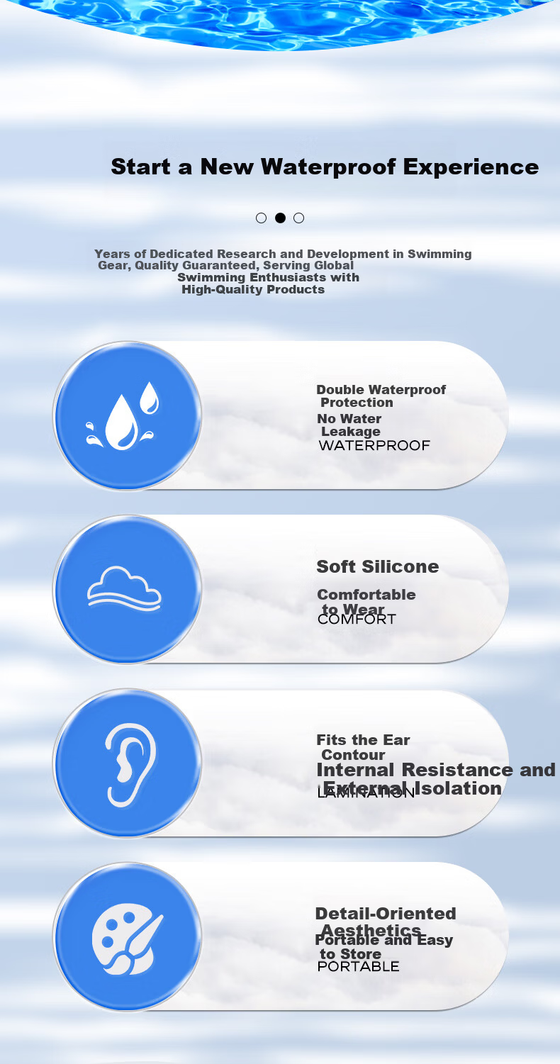 ANTA Nose Clip and Earplug Set Professional Waterproof Silicone Earplugs Nose Clip Anti-Choking Portable Swimming Gear Blue 2