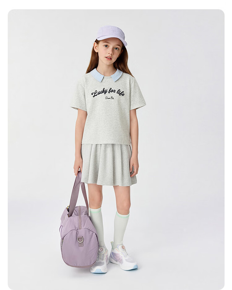 Balabala Kids Short Sleeve Set Big Kids Two-Piece 2026 New Summer Girls T-Shirt Pants Sports Trendy 19