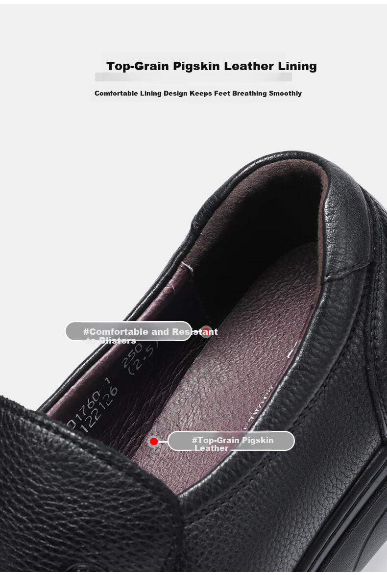 LAORENTOU Men's Leather Business Casual Slip-On Shoes Durable Comfortable Black 38 87201760 7