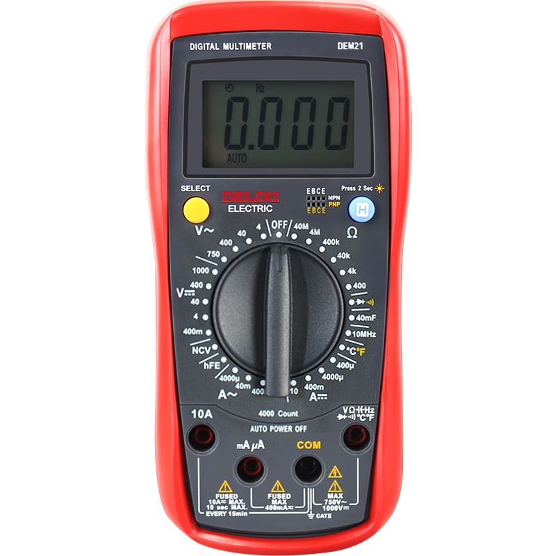 DELIXI ELECTRIC Digital Multimeter, Burn-Proof High-Precision Temperature Meter, Multimeter, Ammeter for Home Use, DEM21