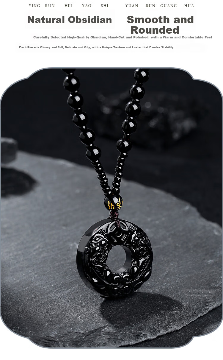 ALLOVE Pixiu Necklace Men Black Obsidian Pendant Premium Men's Birthday 520 Valentine's Day Gift for Boyfriend Husband 5
