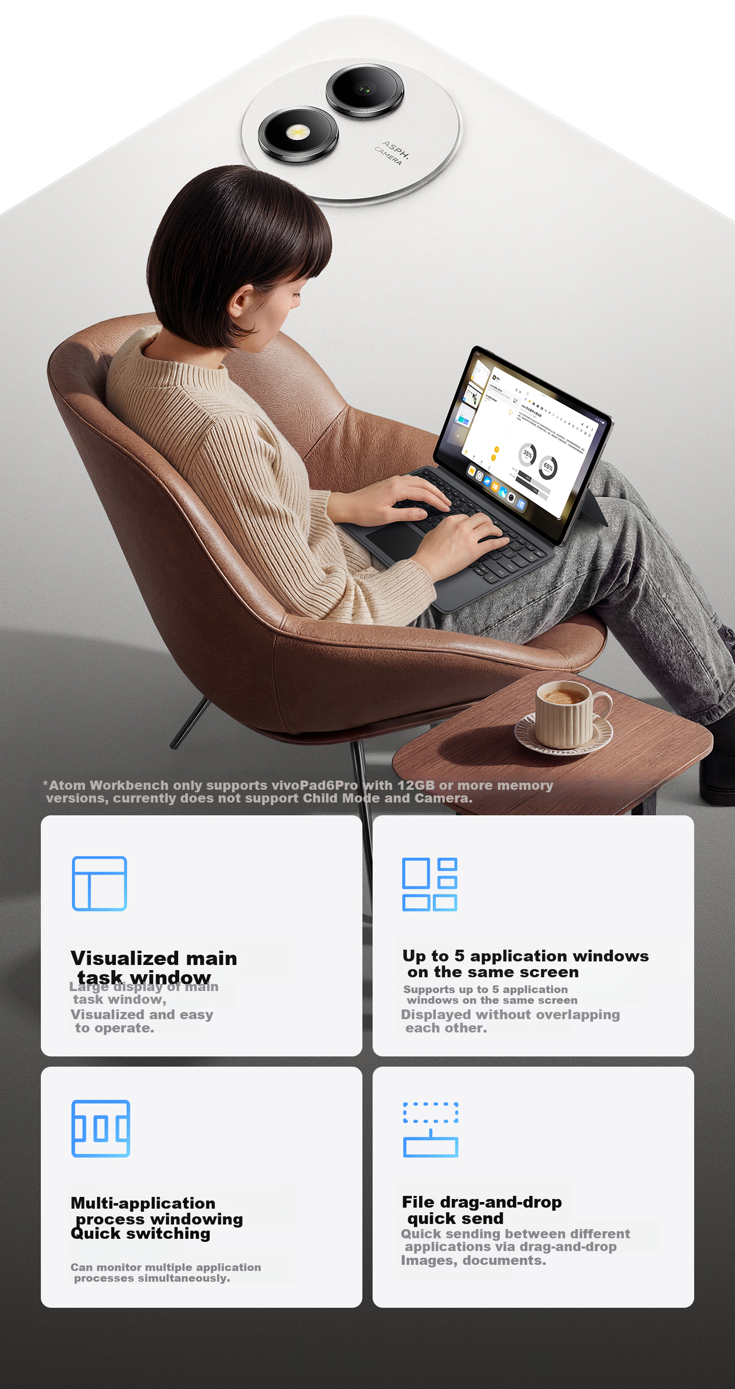 Vivo Pad6 Pro 16GB+512GB Freedom Gray 13.2-inch 4K True Color Display Dolby Vision Snapdragon 8 Gen 5 Tablet PC 20