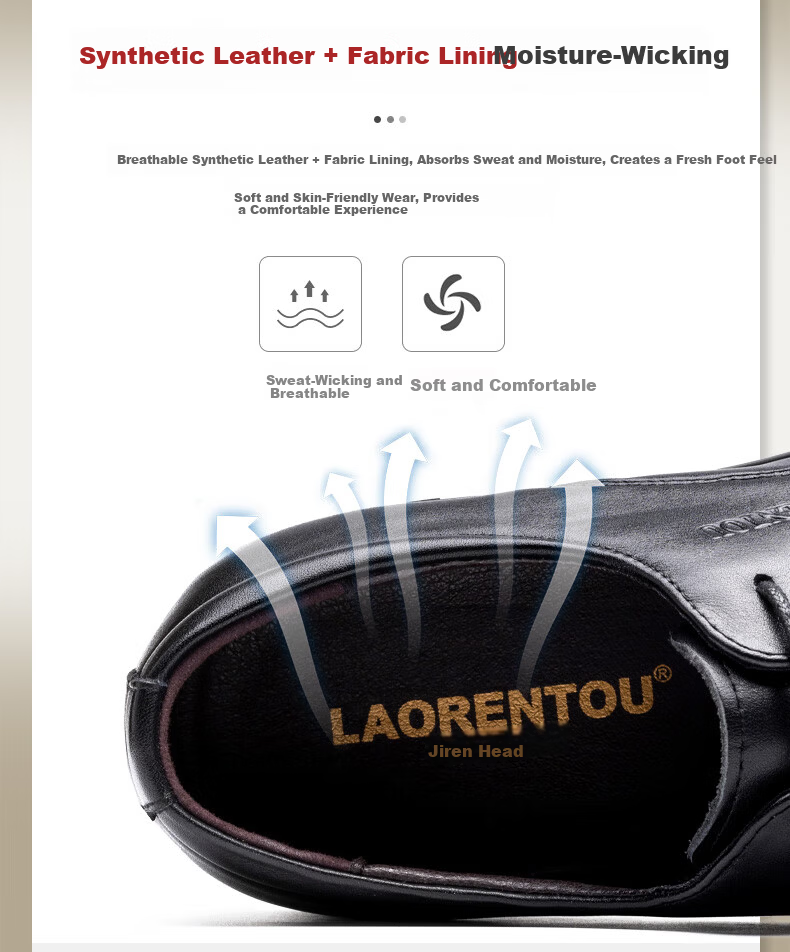 LAORENTOU Men's Business Dress Shoes Spring British Style Breathable Genuine Leather Derby Shoes LA222 Black Size 38 3