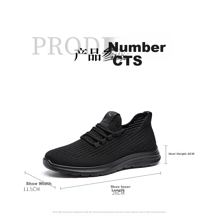 Red Dragonfly Men's Flyknit Mesh Shoes Breathable Soft Sole Durable Lace-up Walking Casual Shoes WXA150181 Black Size 40 5