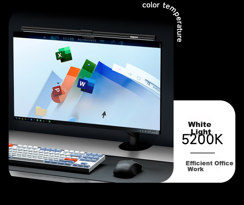 AOC AGON RGB Full Spectrum Monitor Hanging Light Computer Display Eye Protection Reading Lamp Dual Light Source ALB508G 9