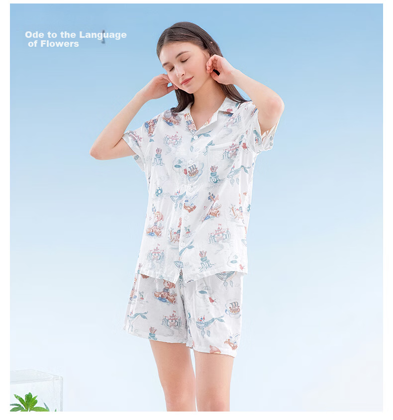 Beitaisi Children's Pajamas, Breathable New Home Wear Set, Thin Cool-Feeling Baby Summer Short-Sleeve Clothes 37