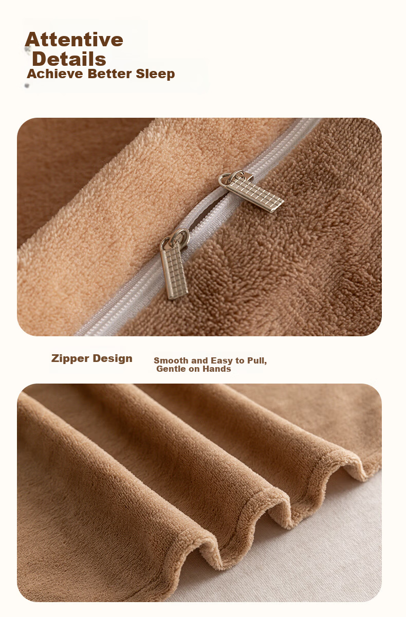 Hengyuanxiang Milk Velvet Four-Piece Bedding Set Thickened Fleece Warm Quilt Cover 220*240cm Apricot Camel 11