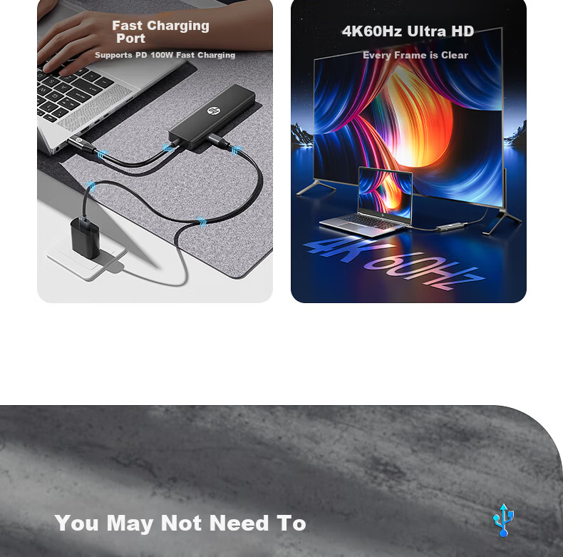 HP USB Hub, Computer USB Multi-Port Splitter Docking Station, USB Extension Cable Adapter Converter, Laptop Docking Station [Xinxiangshijing] 2