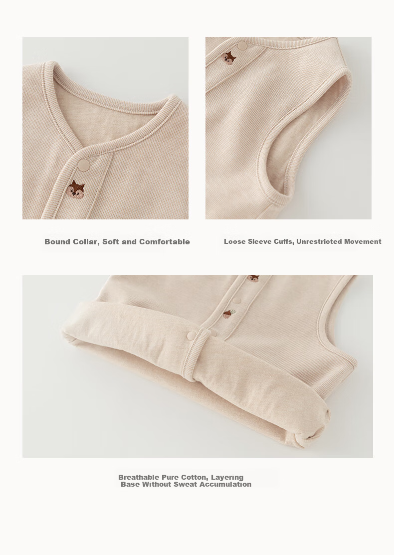 Guaiqi Bear Baby Pure Cotton Vest Jacket Spring Autumn Sleeveless Baby Top Shirt Base Layer 8