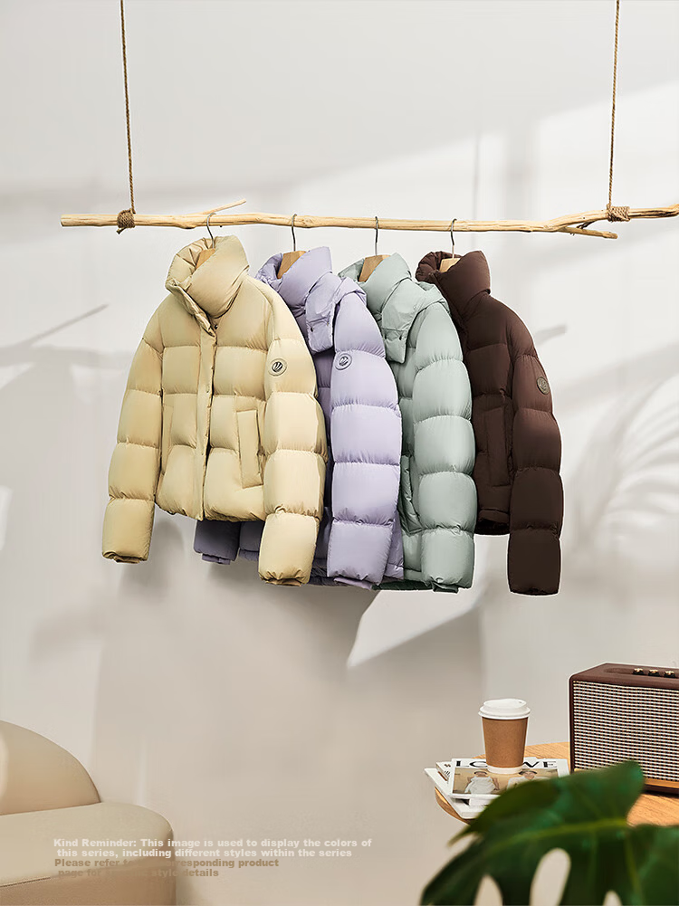 Bosideng Women's Winter Down Jacket Slim Fit Short Casual Thickened Removable Hood Stand Collar Versatile Coat 9