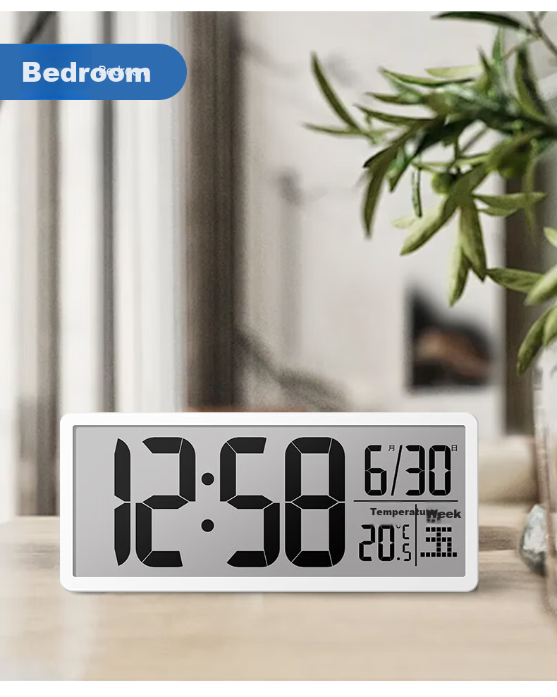 Mazhi Digital Wall Clock Electronic Desk Clock Living Room Table Clock Wall-Mounted Clock Perpetual Calendar Table Clock Creative Alarm Clock White 14