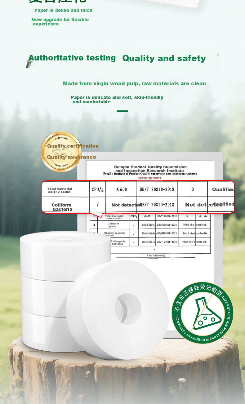 Weiyimei Large Roll Toilet Paper, 4-Ply, 510 Sheets, 12 Rolls, Commercial Use, Bathroom Tissue, Hotel And Shopping Mall Use, Whole Box, VJ7327 4