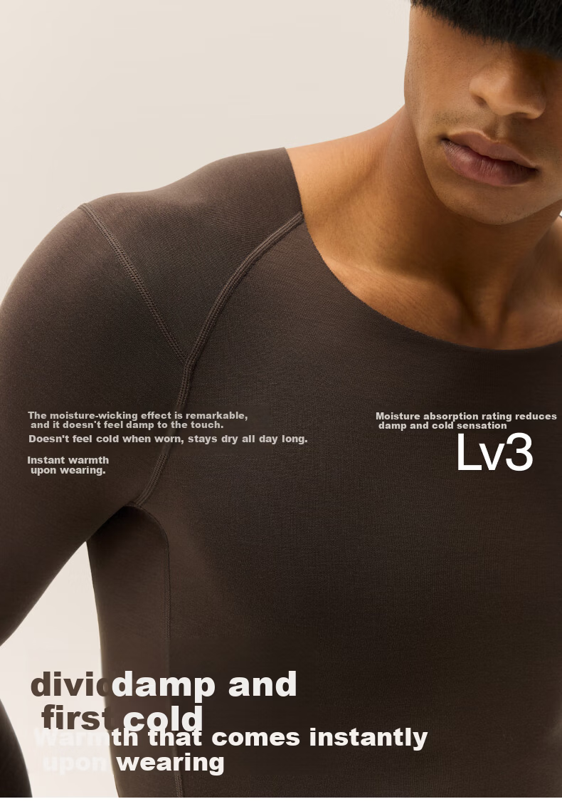 Bananain Repi502++ Unisex Thermal Underwear Set 7A Antibacterial Thickened Autumn Winter Base Layer Shirt and Pants 7