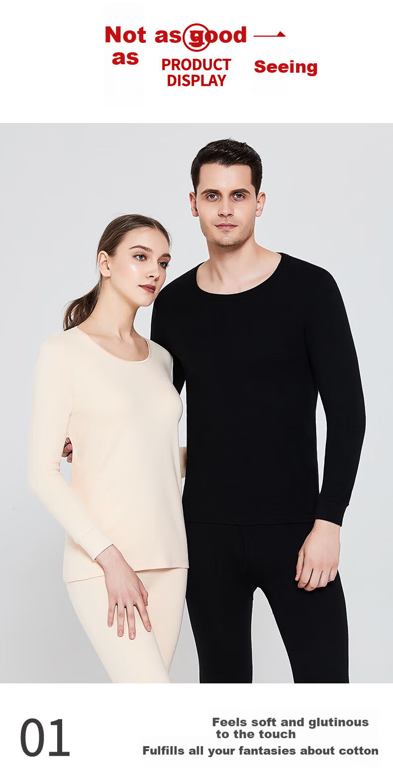 Hengyuanxiang [Hot Selling 50W Set] Thermal Underwear for Men And Women, Warm Cotton And Wool Sweater, All-Cotton Middle-Aged And Elderly Set for Autumn And Winter 6