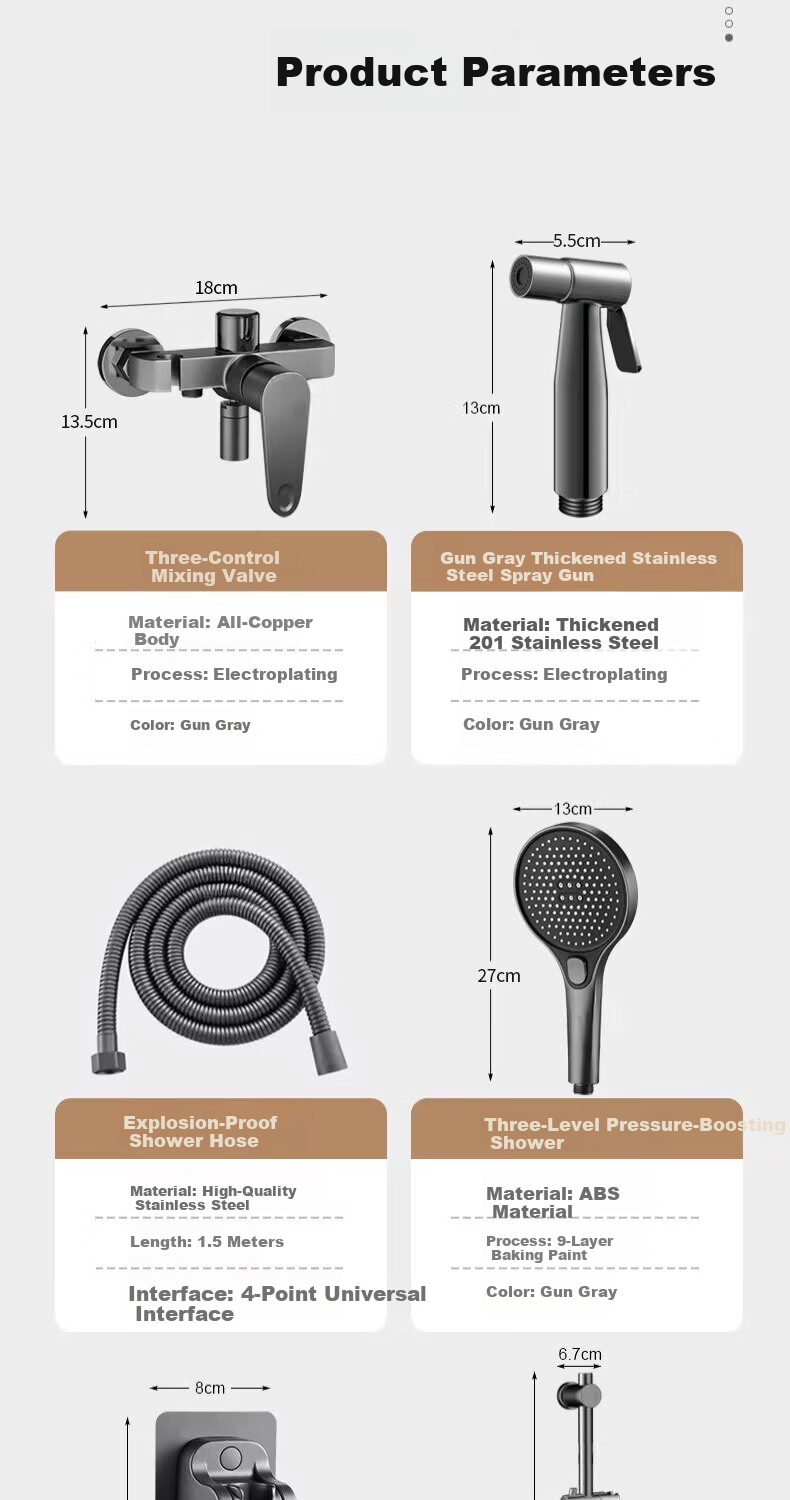 Del 28-Year Brand All-Copper Body Shower Set Bathroom Pressurized Multifunctional Adjustable Shower 509 16