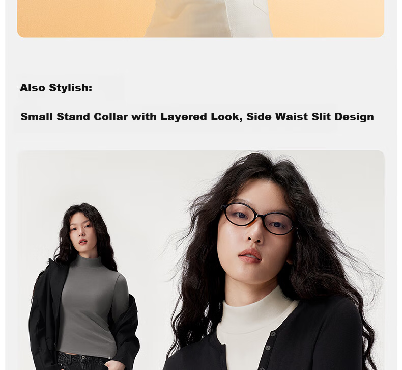 Banlian Padded Chest Base Layer Half Turtleneck Thermal Long Sleeve Fleece Winter Top 8