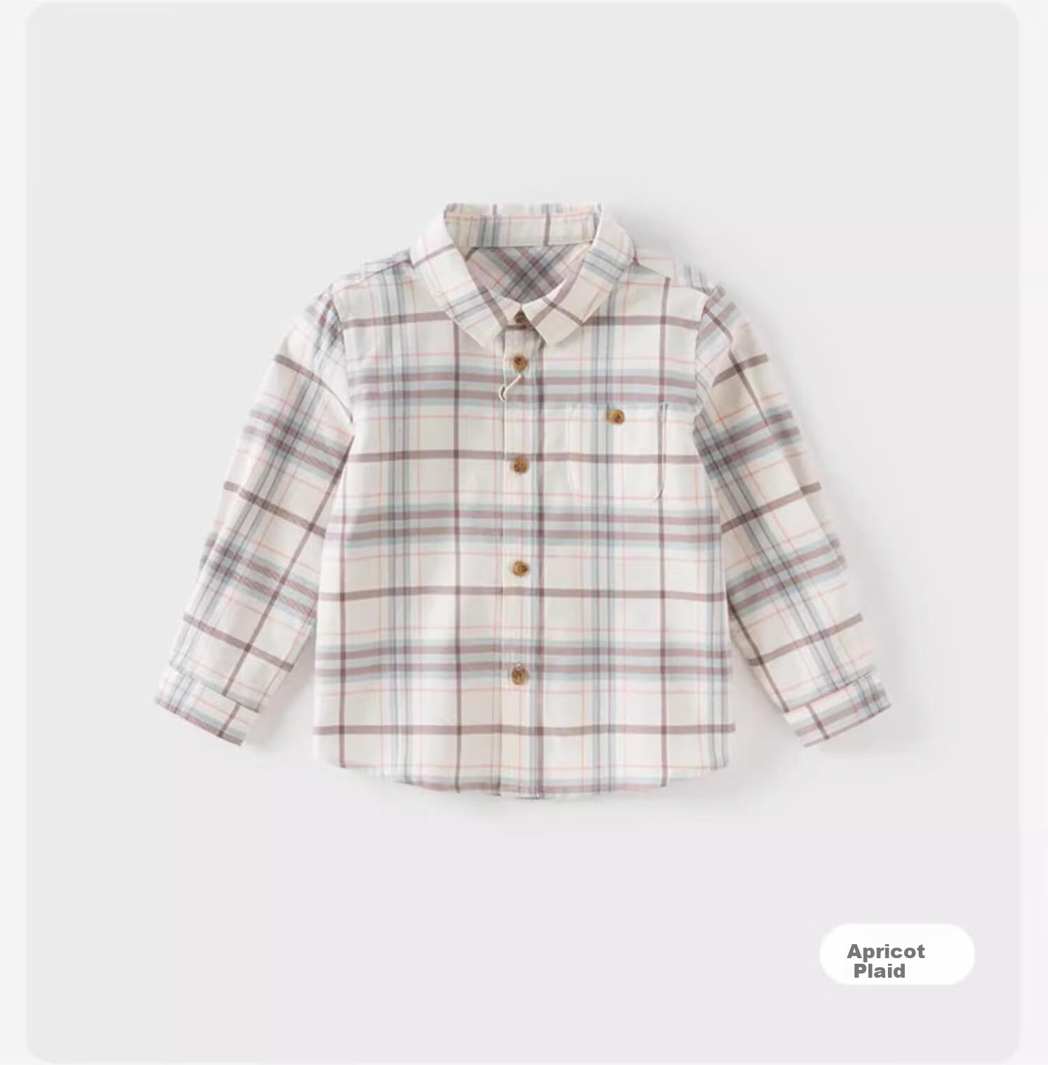 DAVE & BELLA Boys' Plaid Cotton Shirt Spring and Autumn Kids' Clothing 22