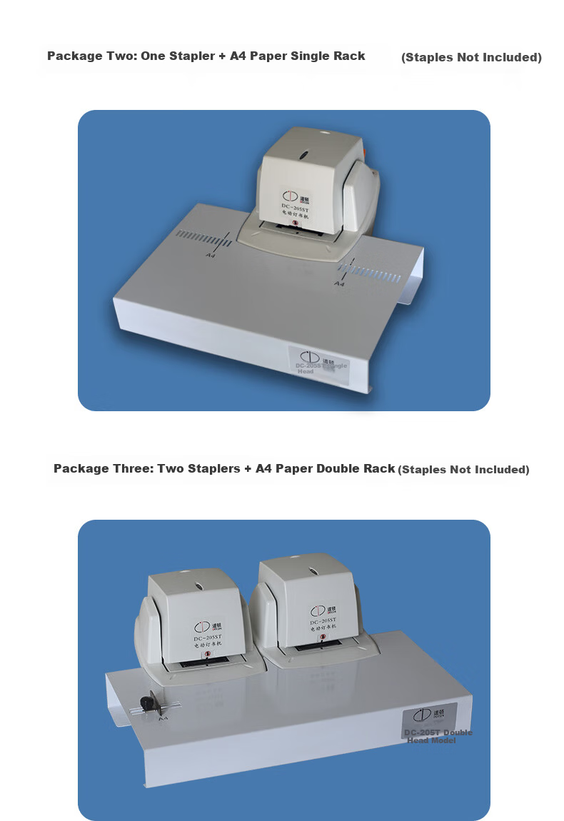 DOCON DC-207ST/207DT Stapler Refill Box, Flat Staple Automatic Light-Sensing Intelligent Electric Stapler Straight-Line Staples 10