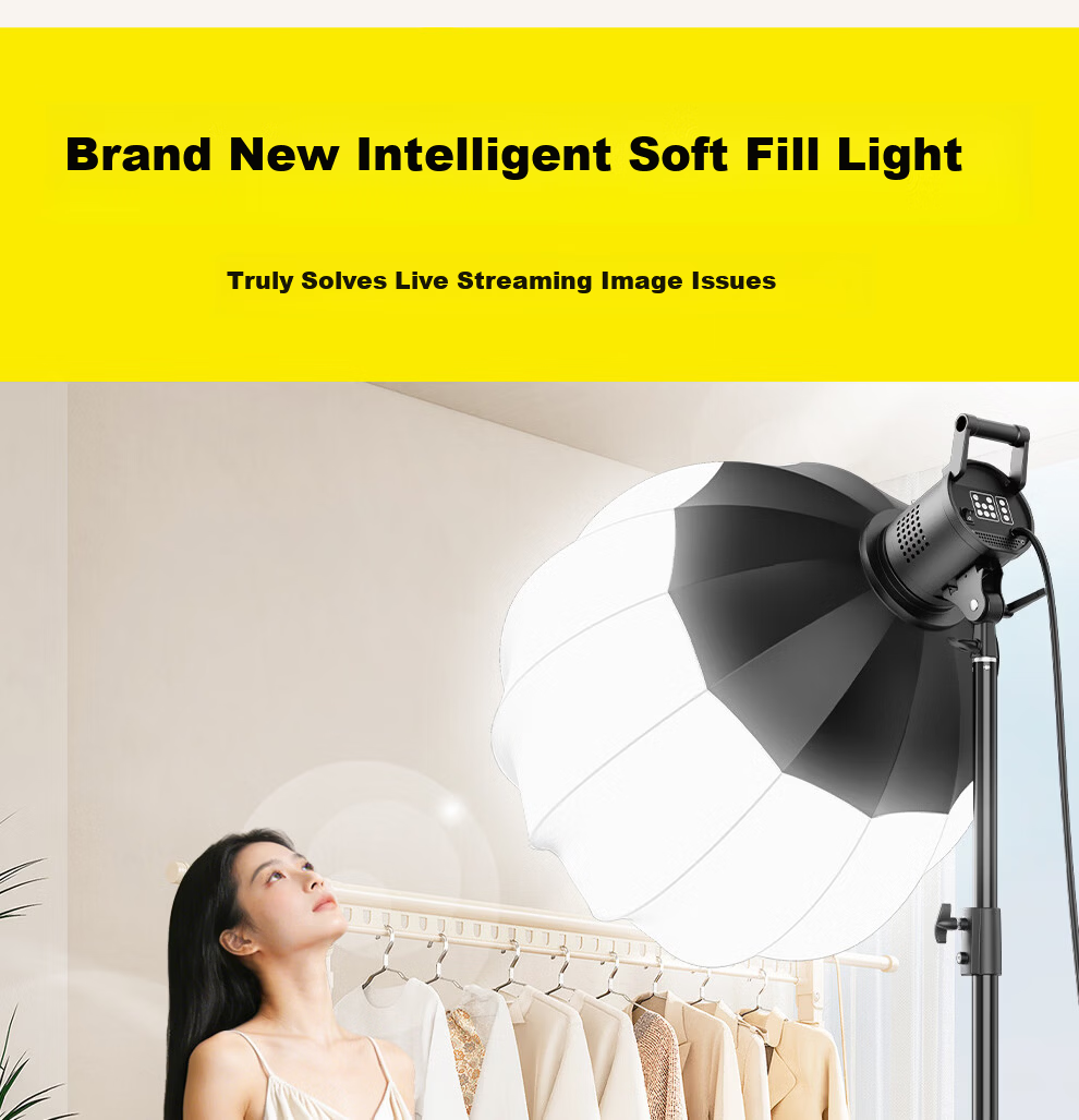 Beiyang Live Streaming Photography Fill Light, 500W Live Streaming Light Soft Light Professional Studio Constant Light Video Lighting Camera Soft Light Spherical Beauty Deep Throw Light 3
