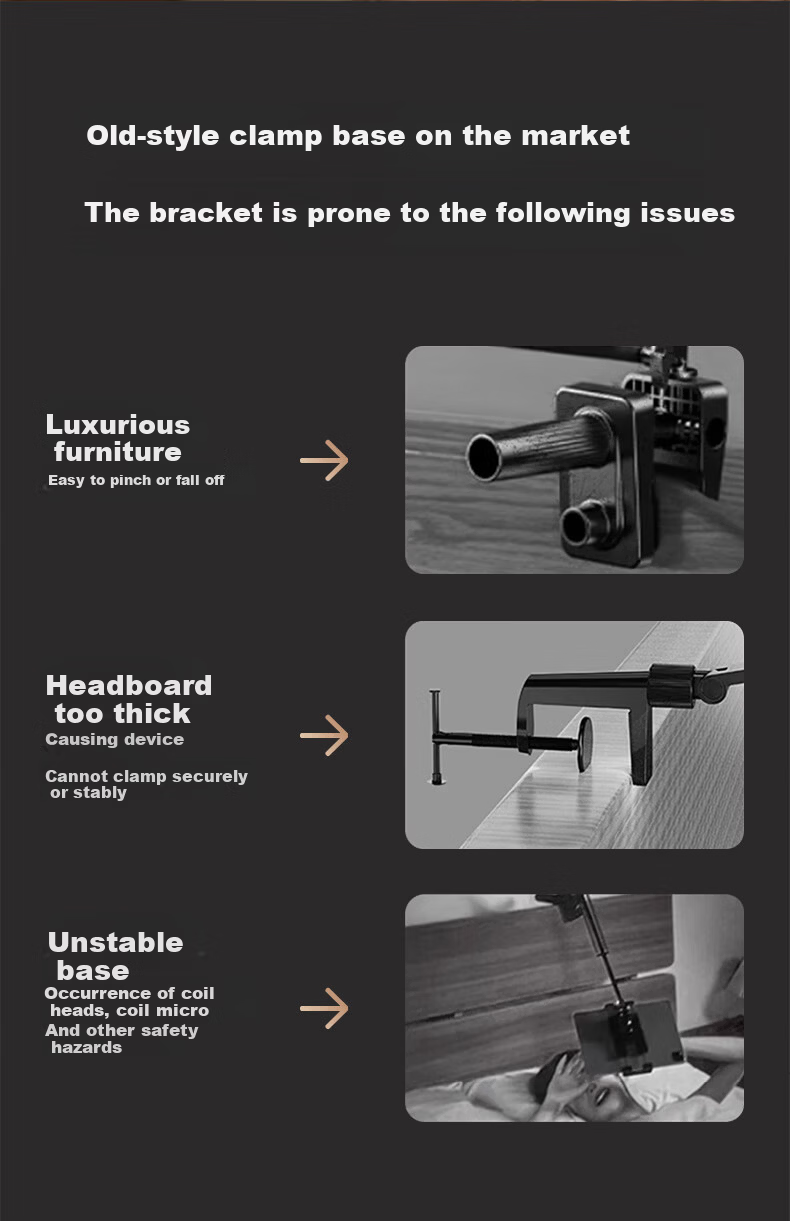 Lingchen [Clip-Free Hidden] Flat Stand Bedside Phone Lazy Holder iPad Desktop Multifunctional 360° Rotatable Adjustable Bed Video Watching and Overhead Shooting Support Stand 3