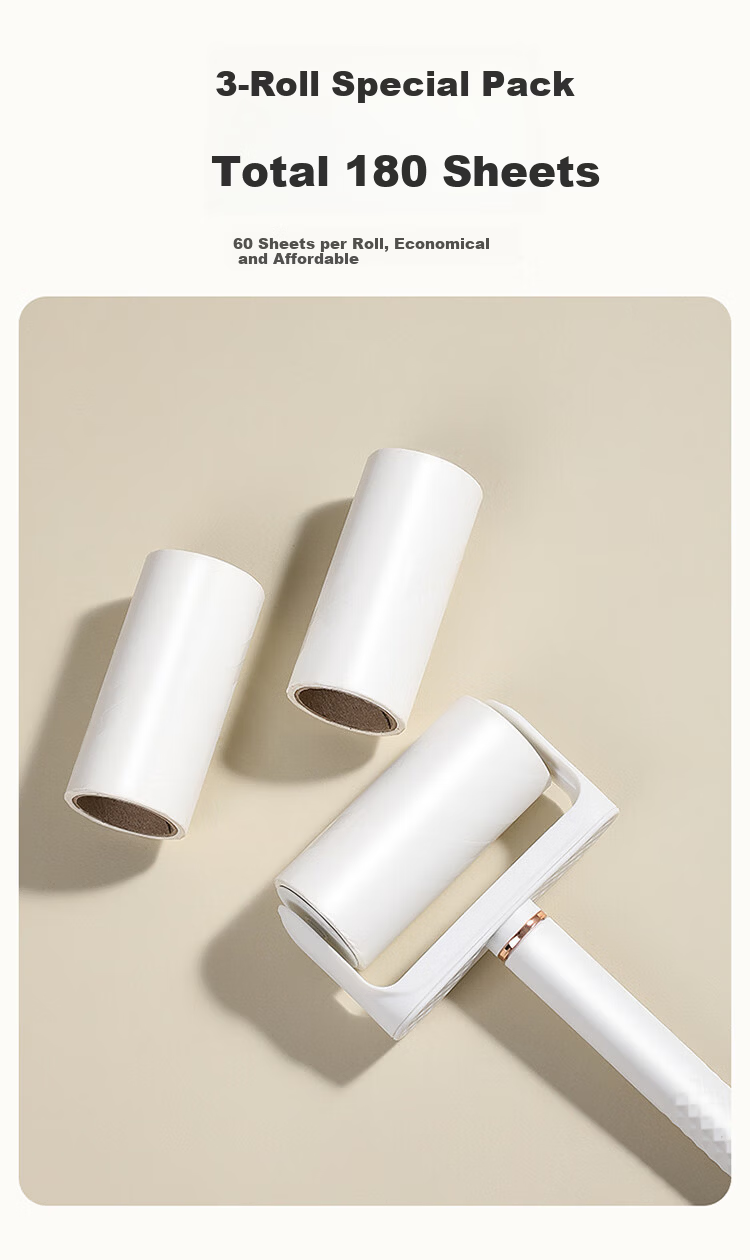 Melia Lint Roller 10cm with 180 Replacement Sheets Pet Hair Remover Brush for Clothes and Furniture 8