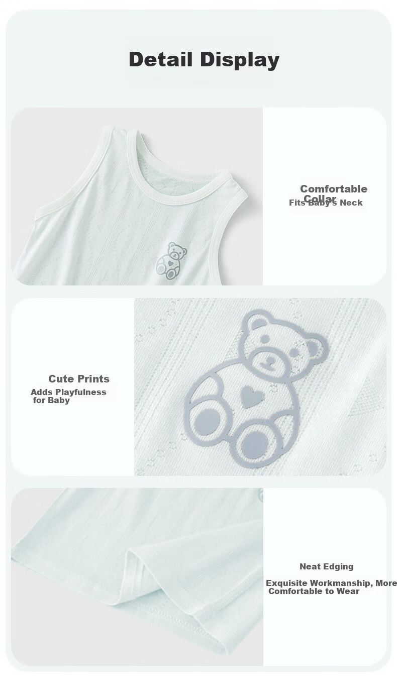 Aibao Baby Vest Summer Thin A-Class Sleeveless Tank Top Baby Belly Protection Base Shirt Wearable T171 Blue+Green Size 80 8