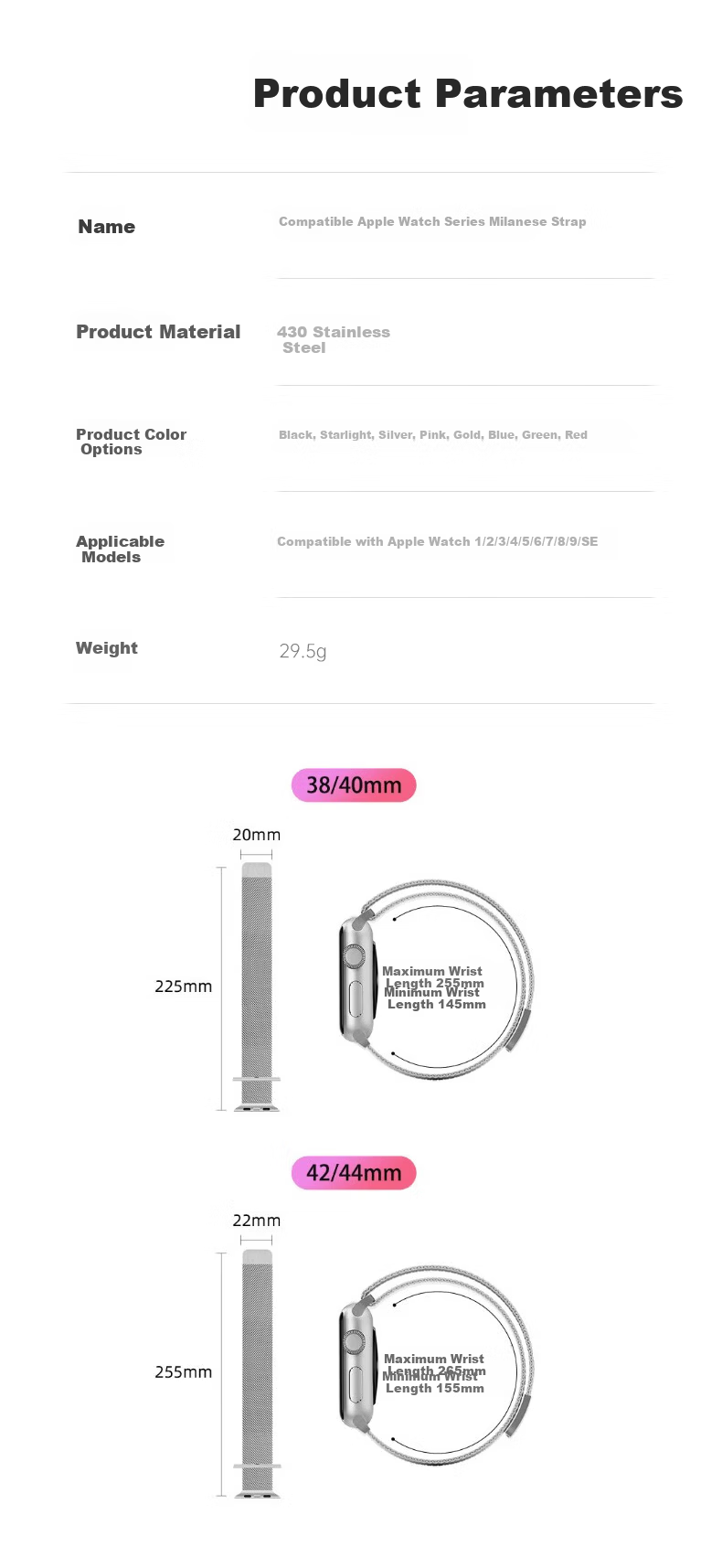 WITGOER Milanese Loop Band for Apple Watch Series 11/10/9/8/7 Magnetic iWatch Ultra2 Metal Strap 3