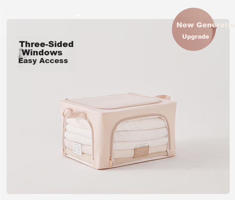 EACHY Clothes Storage Box Fabric Storage Container for Clothes Folding, Quilts, And Toys - 41L Almond Pink 5