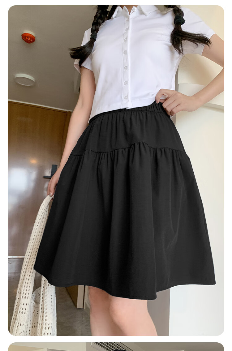Borui Women's Summer Skirt 2026 New Thin Japanese Casual High-Waist A-Line Anti-Exposure Mid-Length Skirt 14
