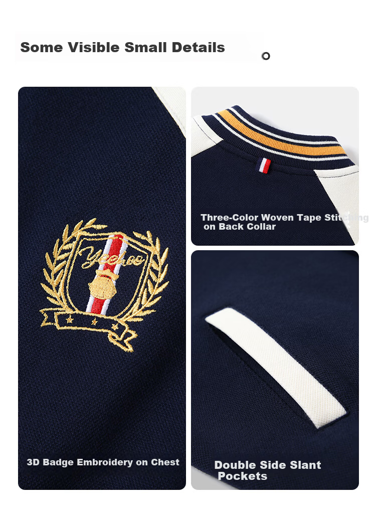 YEEHOO Boys' Jacket, Children's Baseball Uniform, Big Kids' Sweatshirt, Preppy Style Cool Sportswear Autumn Wear, Blue, Size 140 6