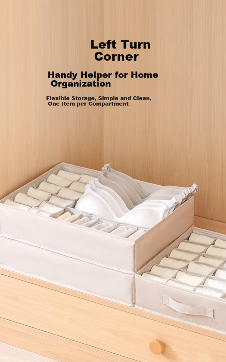 Left Corner Underwear Storage Box Drawer Divider for Socks and Bras Organizer for Home Wardrobe 1