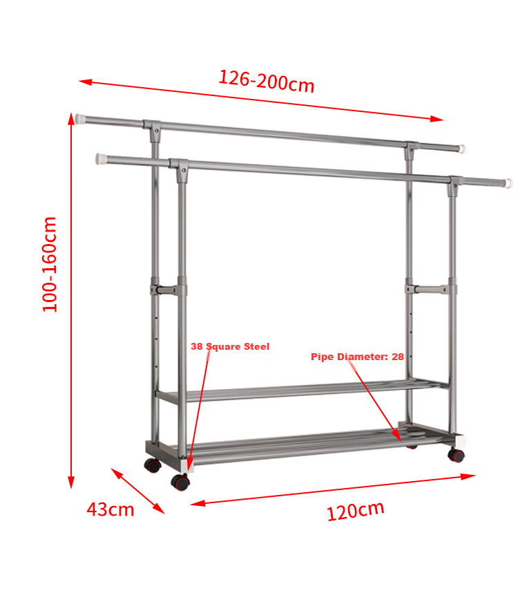 Baoyouni Clothes Drying Rack, Floor-Standing Outdoor Simple Home Balcony Bedroom Extendable Clothes Hanger, Single Pole Storage Drying Rack for Quilts 17