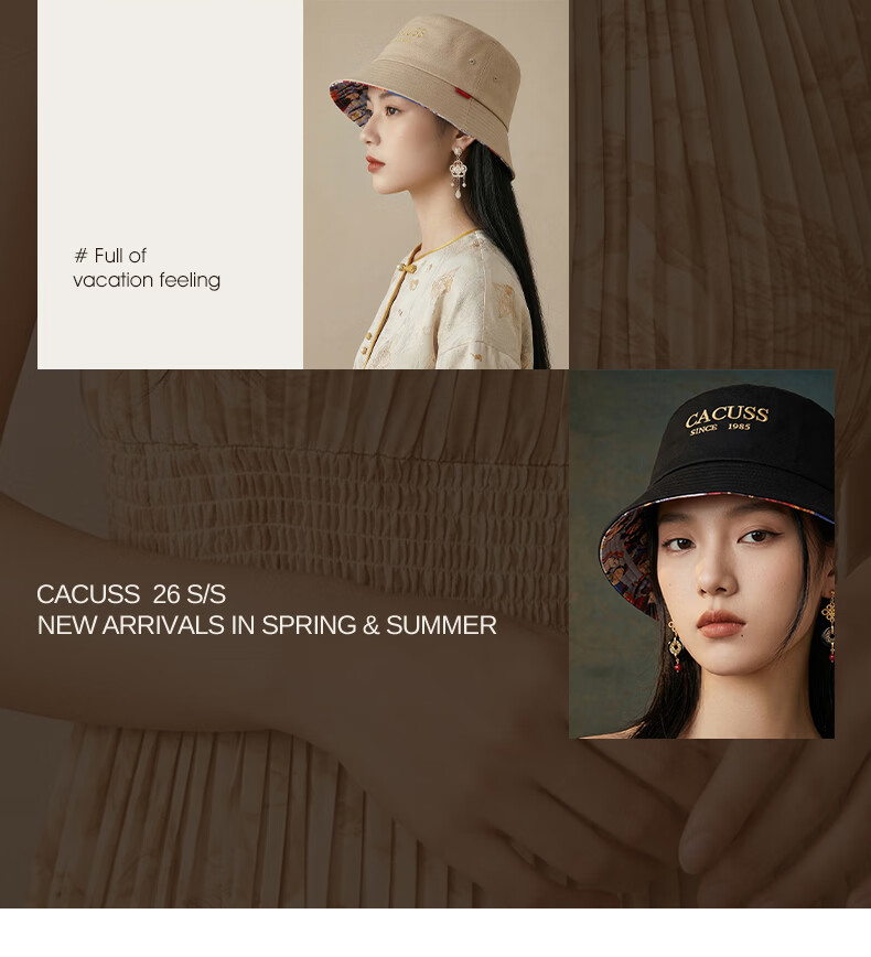 CACUSS Unisex Cotton Bucket Hat Four-Season Sun Protection Outdoor Wide Brim Fashion Fisherman Hat Autumn Black Medium 2