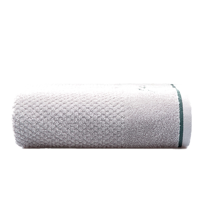 Grace Xinjiang Long-Staple Cotton Pure Cotton Plain Soft Absorbent Embossed Textured Embroidered Bath Towel, Gray, 320g